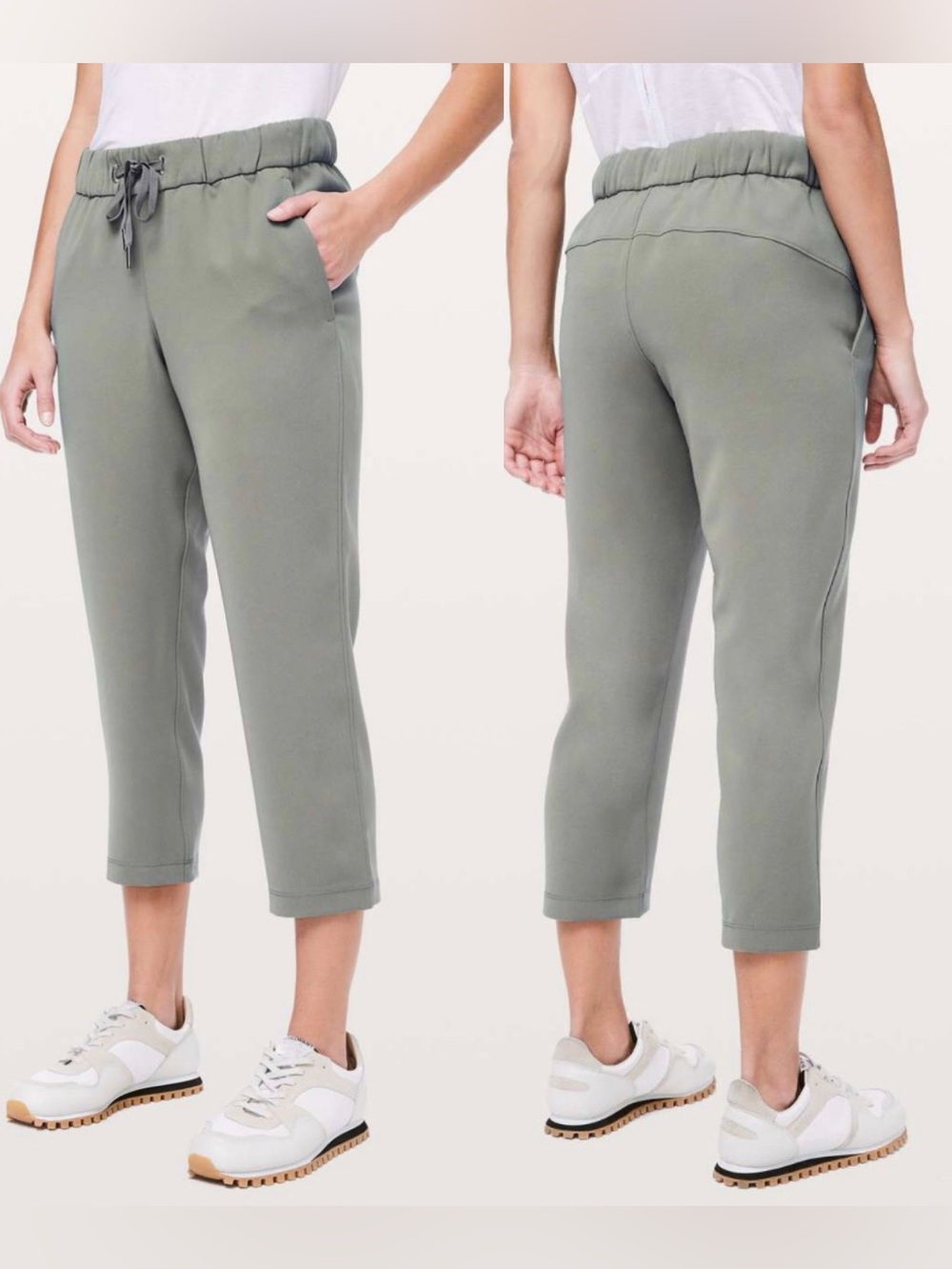Lululemon On The Fly Crop *Woven 23" Grey Sage Pants 10 W6AVMS